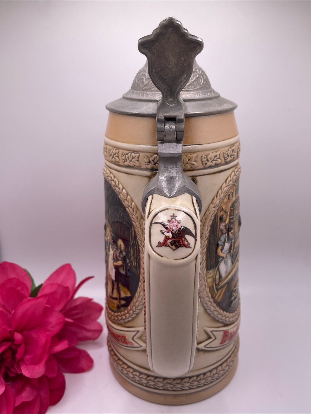 Anheuser-Busch Budweiser Ceramic Beer Stein w/ Pewter Lid “C” Series - Picture 4 of 9